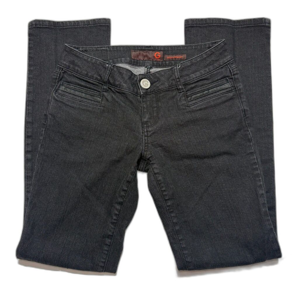 G by Guess (GBG) Low Rise Estelle Straight Black Denim - Size 28 EUC - Picture 2 of 12